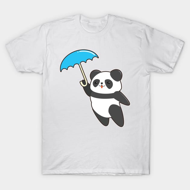 Panda at Rain with Umbrella T-Shirt by Markus Schnabel